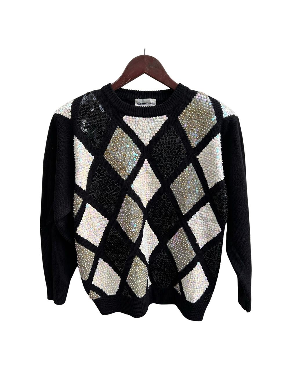 Vintage Alfred Dunner Sequin Argyle Sweater Size L